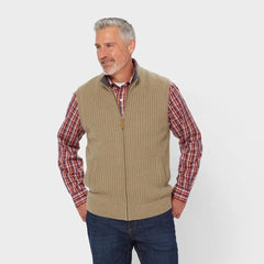 Men's Shetland Wool Windproof Full-Zip Sweater Vest