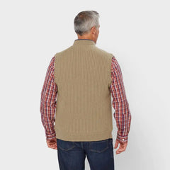 Men's Shetland Wool Windproof Full-Zip Sweater Vest